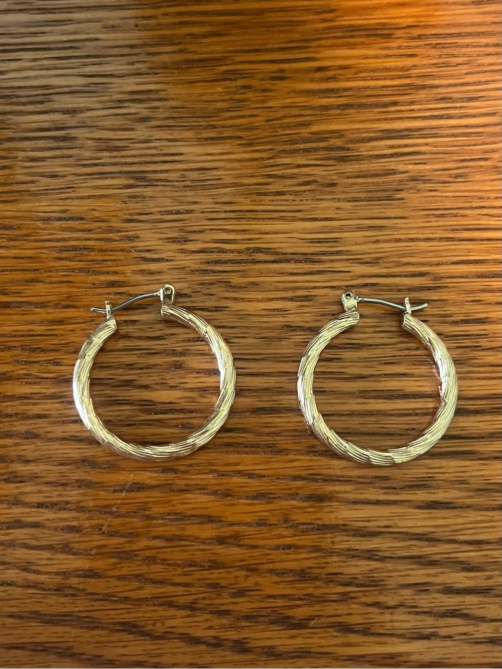 Gold Textured Hoop Earrings - Women Jewelry
